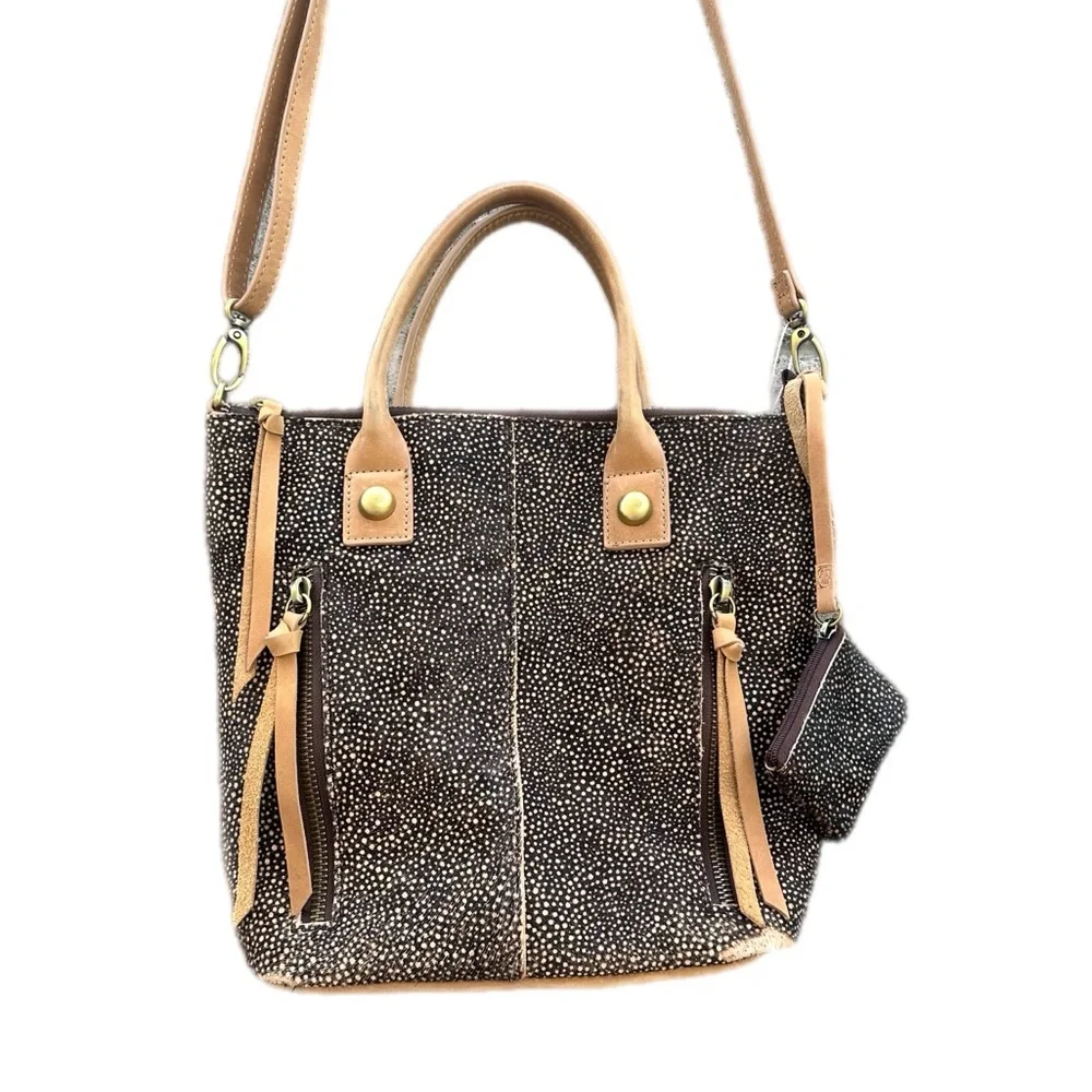 Miss Albright Hair-On Hide Leather Satchel Crossbody/Shoulder Bag-adjustable